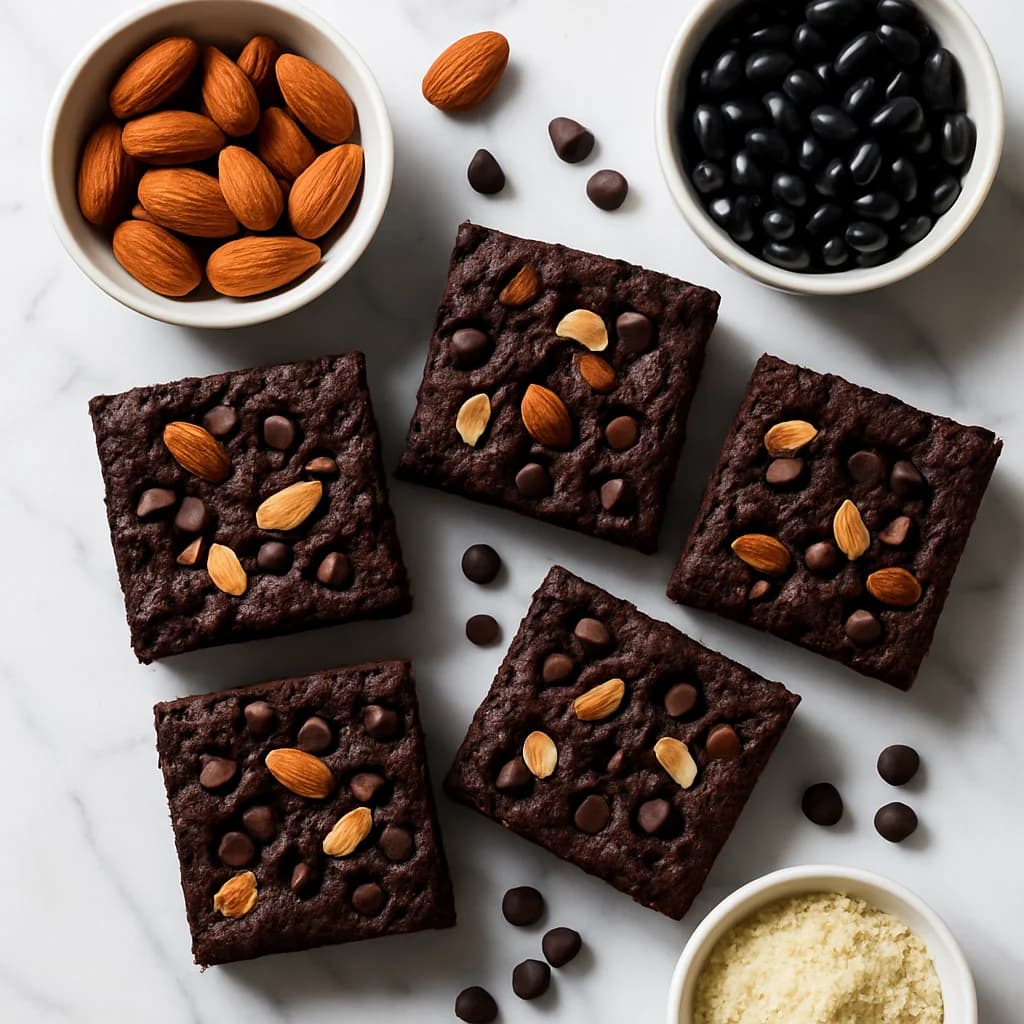 Dark Chocolate Low Carb Almond Flour Brownies with Black Bean Boost