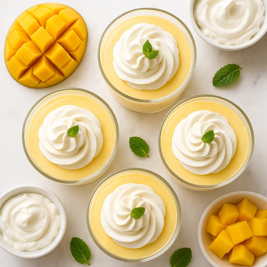 Creamy Mango Mousse No Eggs Whipped Cream (Light and Healthy)