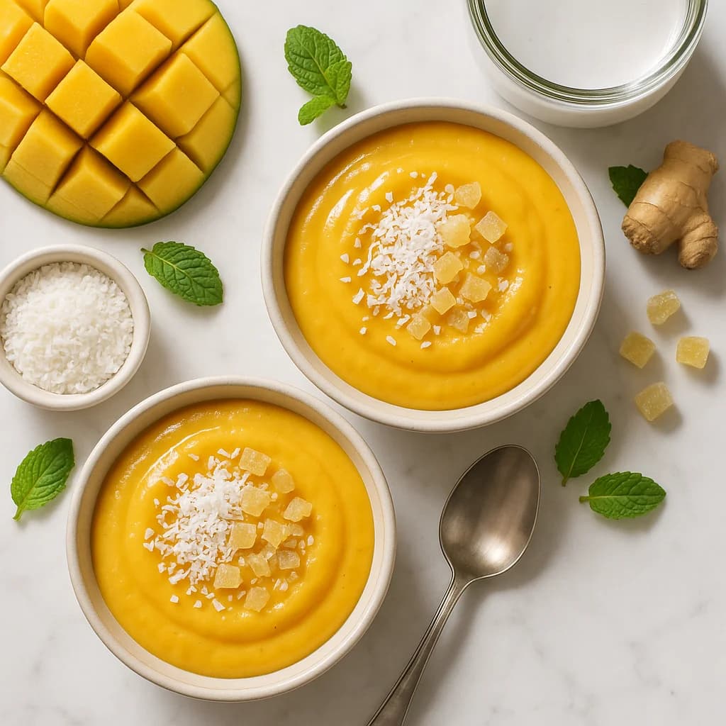 Creamy Mango Pudding Dairy Free Paleo with Coconut and Ginger