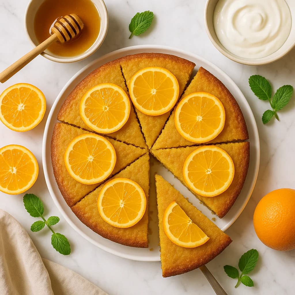 Mediterranean Semolina Orange Cake (Healthy, Light and Naturally Sweetened)