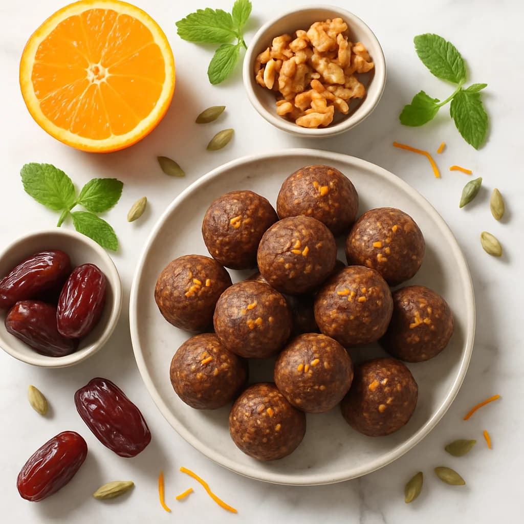 Mediterranean Walnut Date Energy Balls with Orange Zest and Cardamom