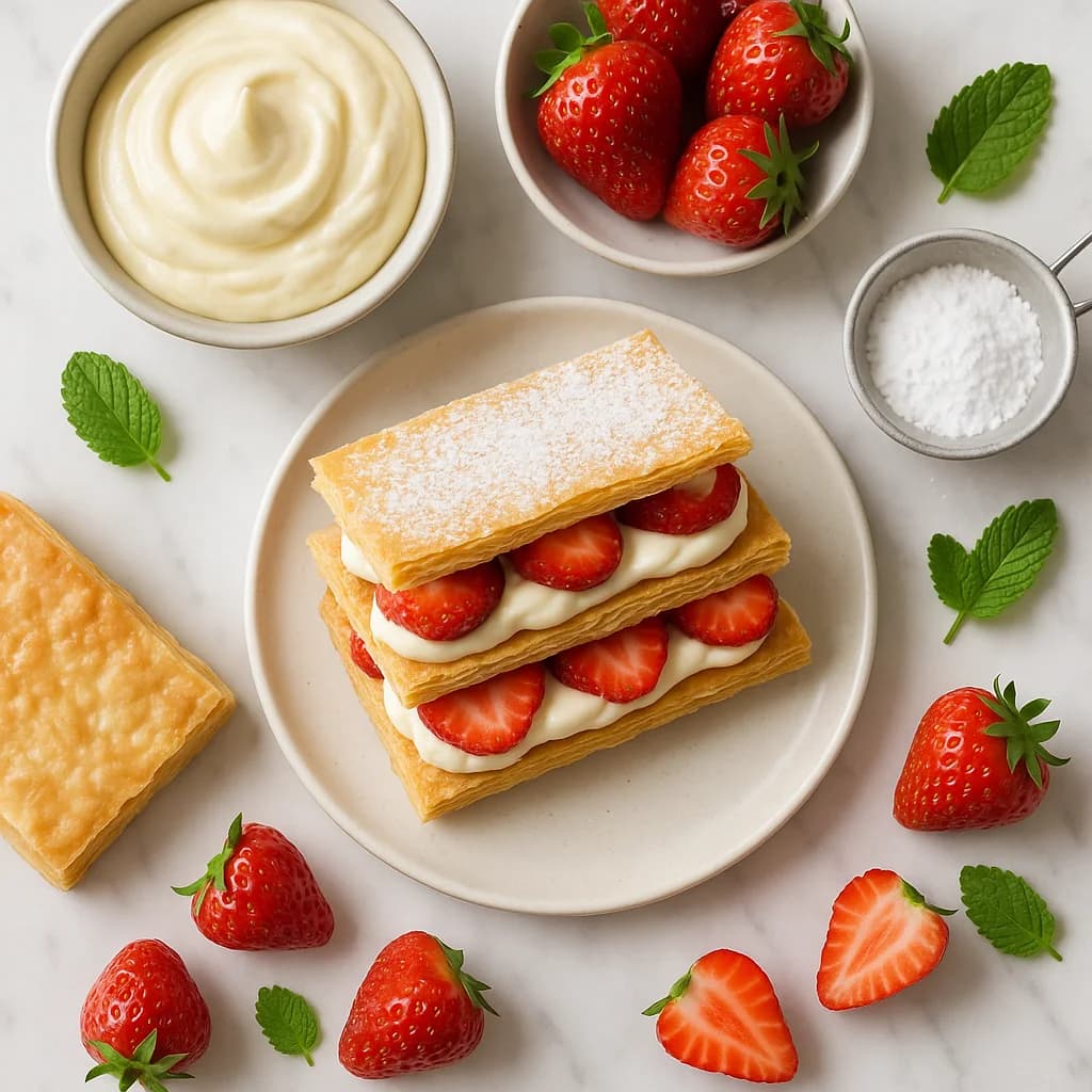 Easy Homemade Mille Feuille with Light Vanilla Cream (Healthier Recipe)
