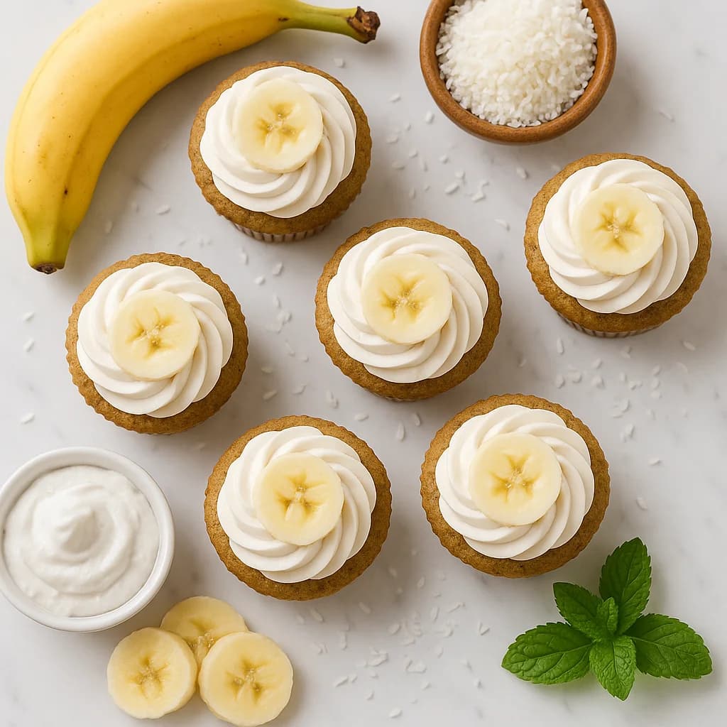 Mini Banana Cupcakes with Coconut Cream Frosting (Vegan)