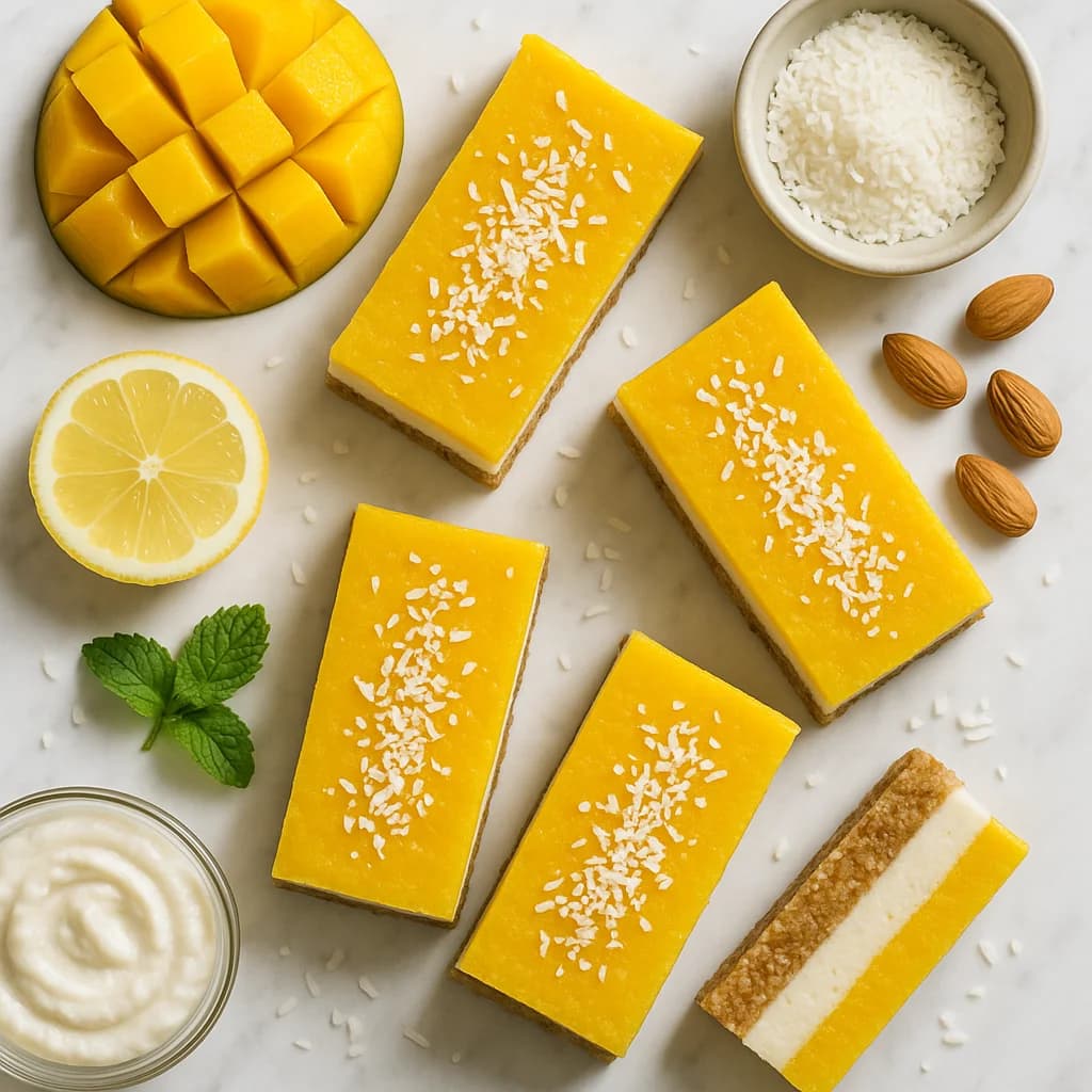 No Bake Mango Coconut Cream Bars (Healthy, Vegan + Refined Sugar Free)