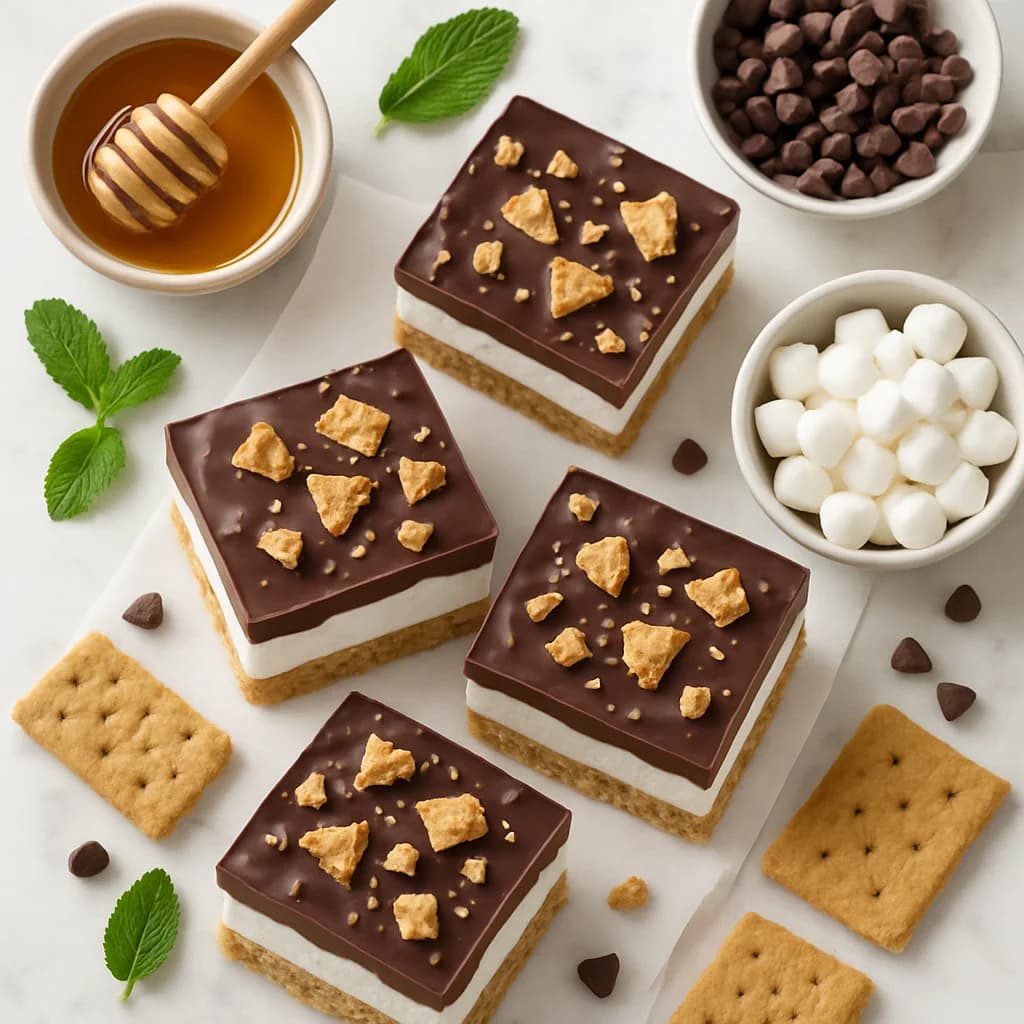 No Bake S'mores Bars Gluten Free with Healthy Chocolate Marshmallow Treats