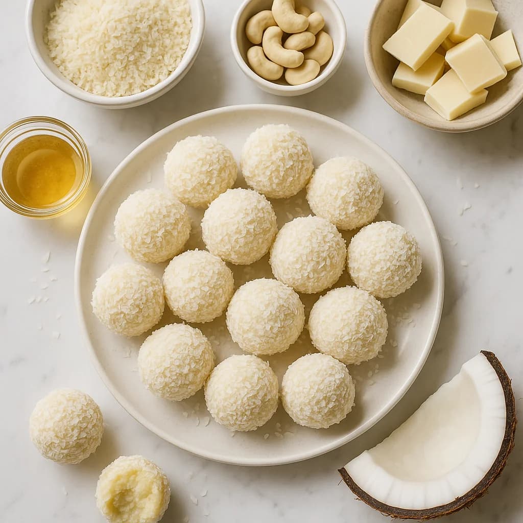No Bake White Chocolate Coconut Truffles (Healthy & Refined Sugar-Free)