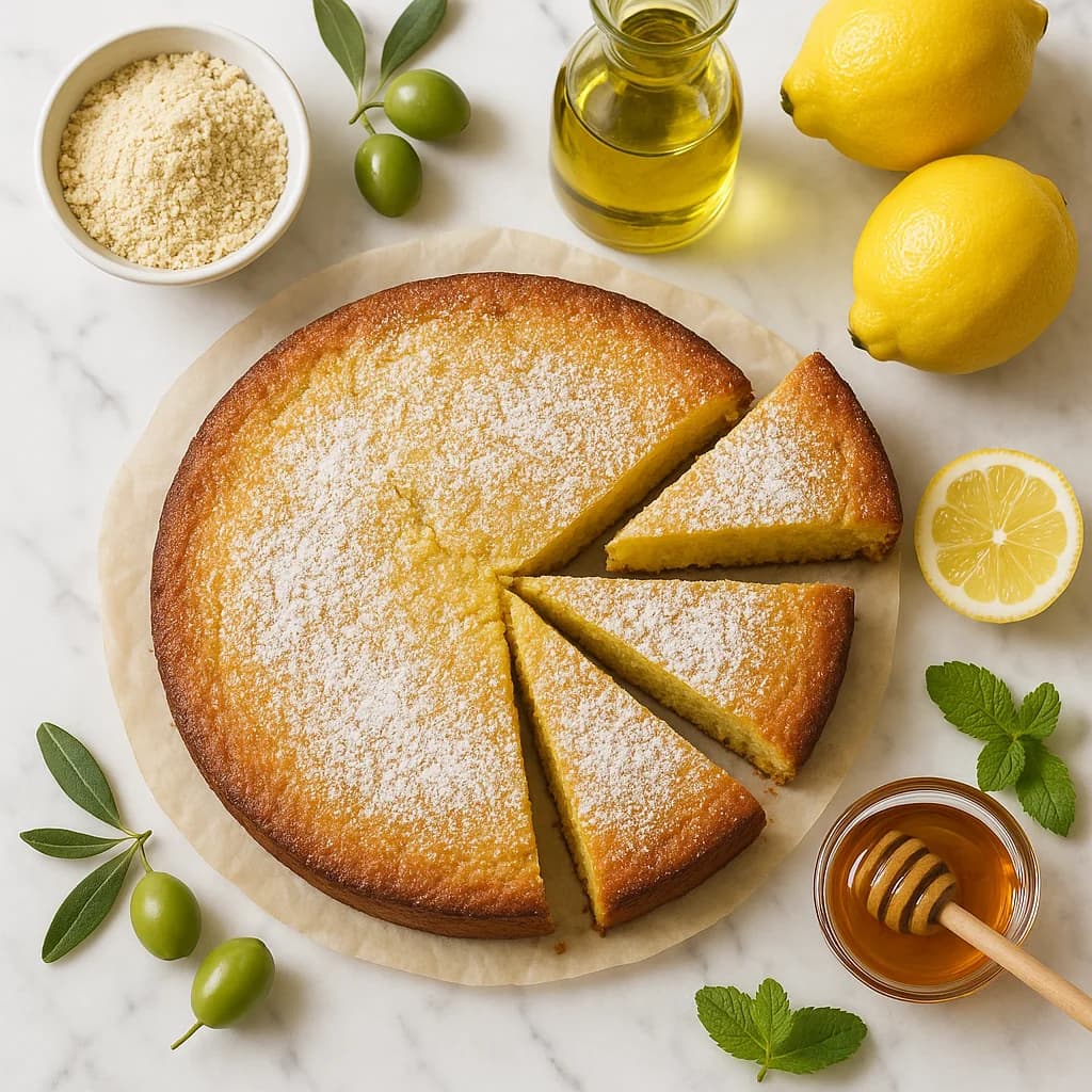 Olive Oil Lemon Cake Mediterranean Diet Style with Almond Flour and Honey