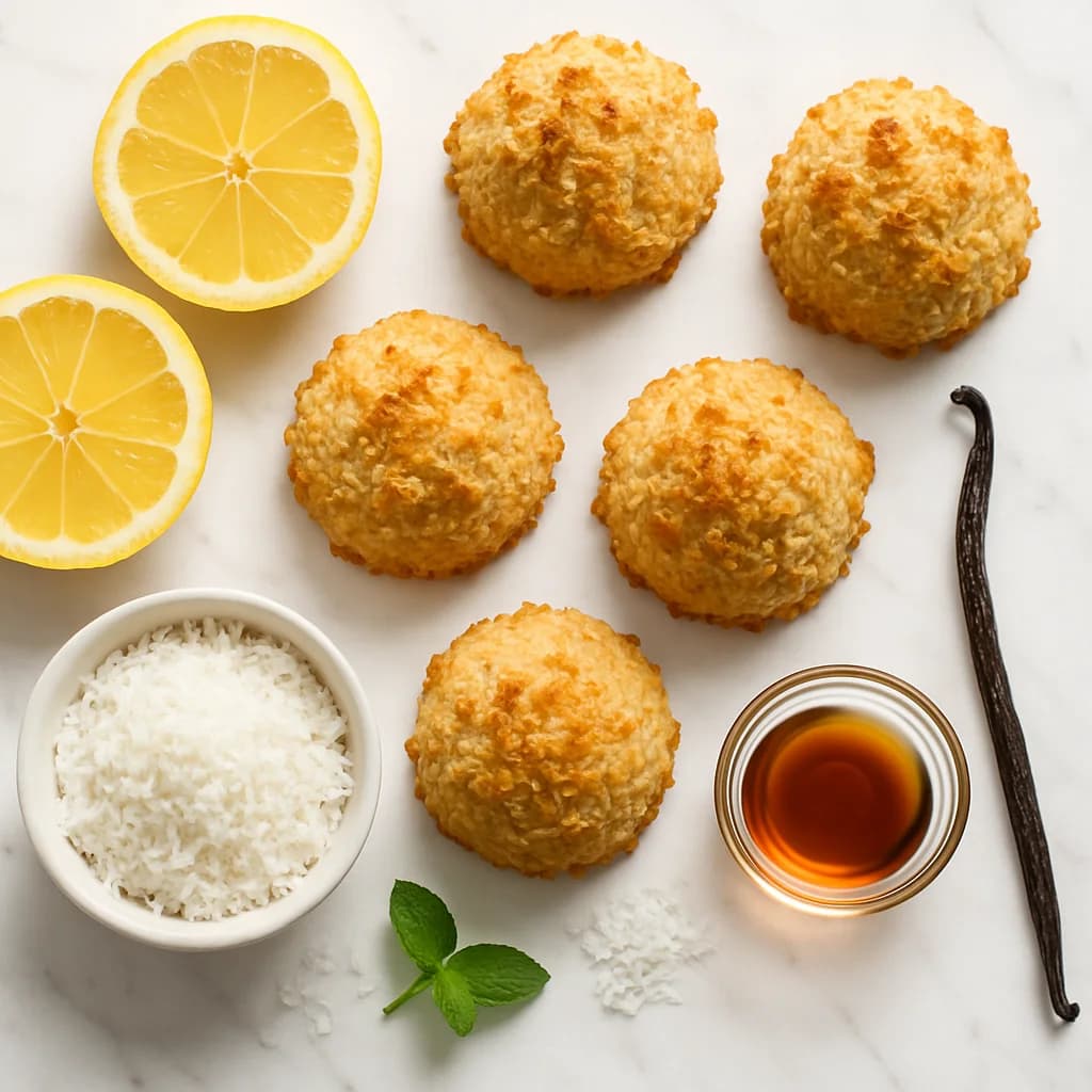 Paleo Coconut Macaroons Vegan Gluten Free with Lemon and Vanilla