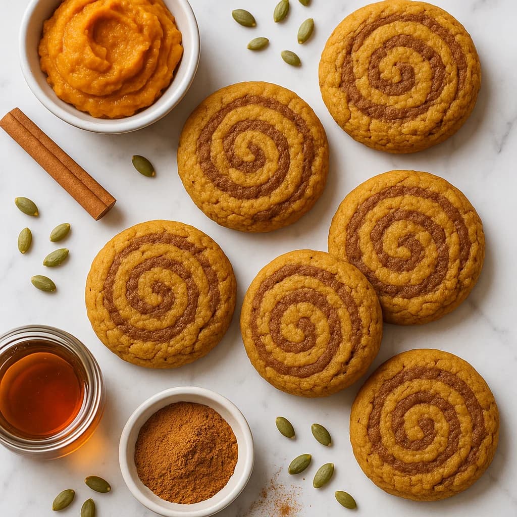 Pumpkin Swirl Cookies Grain Free with Cinnamon Maple Ribbon