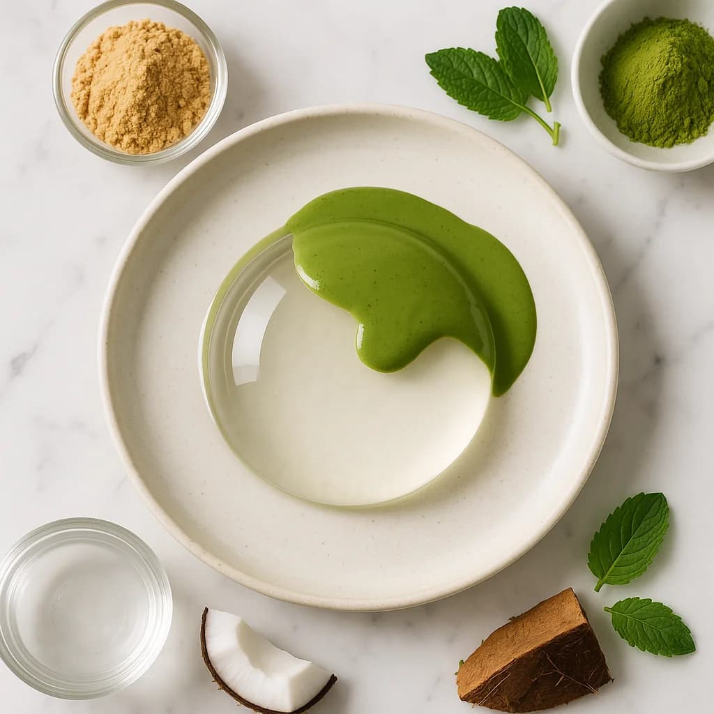 Raindrop Cake Mizu Shingen Mochi Agar Agar Recipe with Coconut Water and Matcha Drizzle