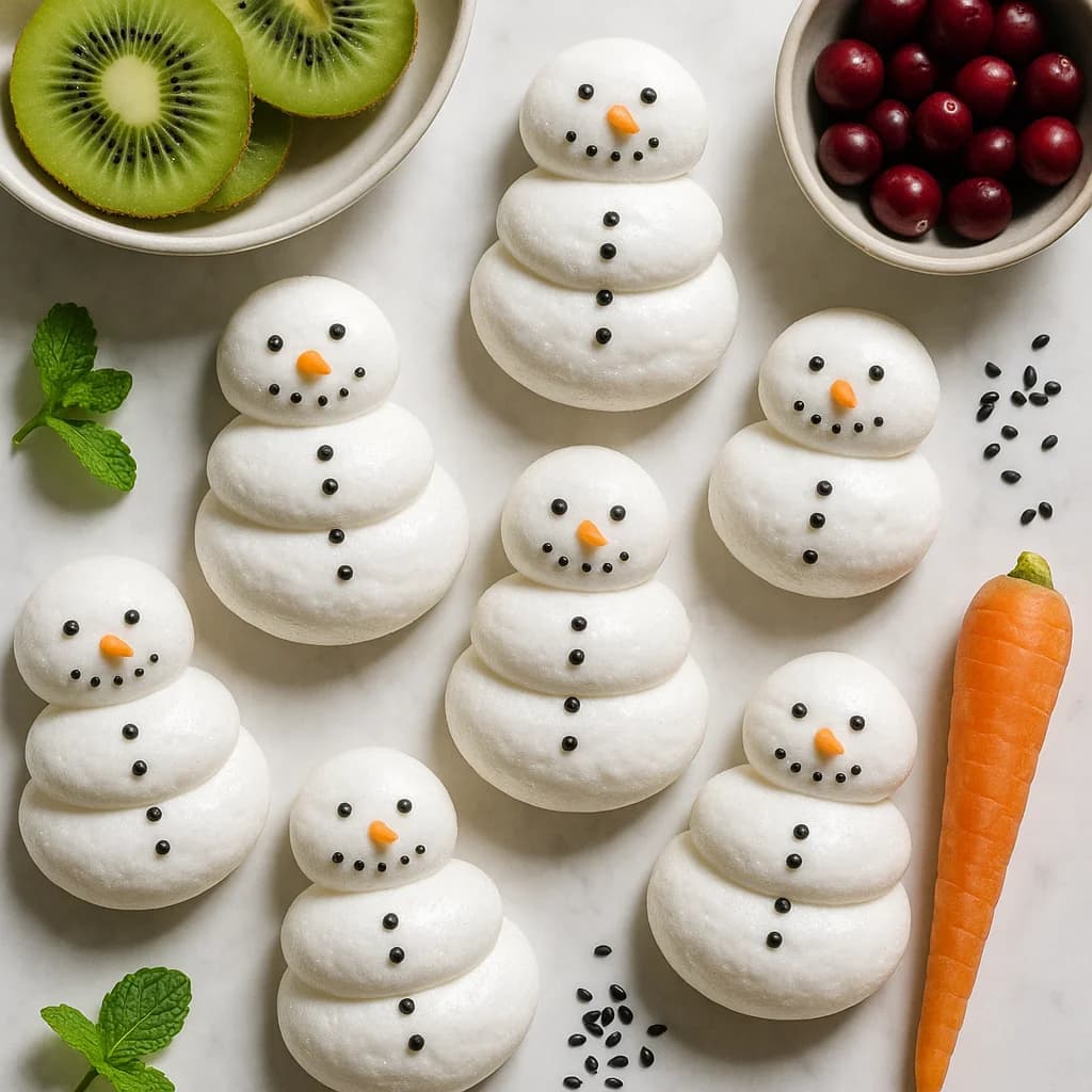 Sparkly Meringue Snowmen Low Sugar Holiday Treats