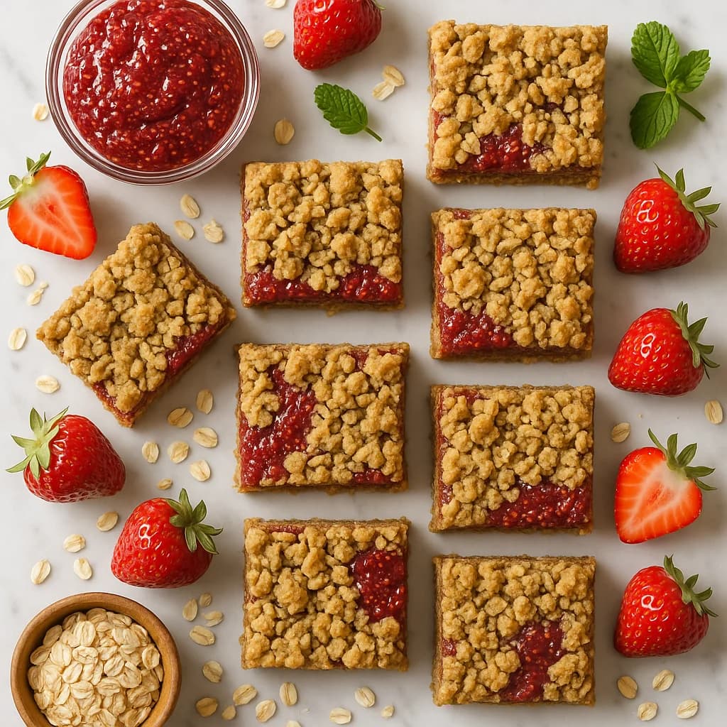 Strawberry Oatmeal Bars Whole Grain with Chia Jam Filling
