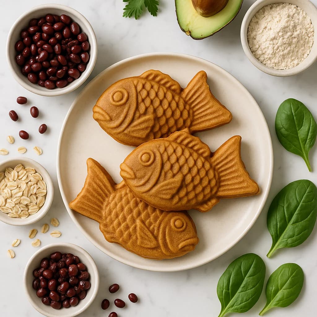 Healthy Taiyaki Fish Shaped Pancake Recipe with Red Bean and Oat Flour