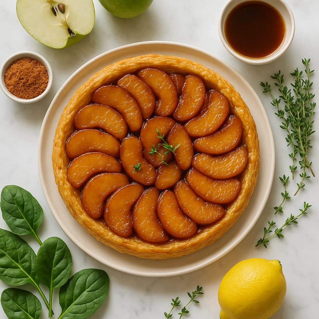 Healthy Tarte Tatin Recipe with Puff Pastry and Coconut Sugar Caramel