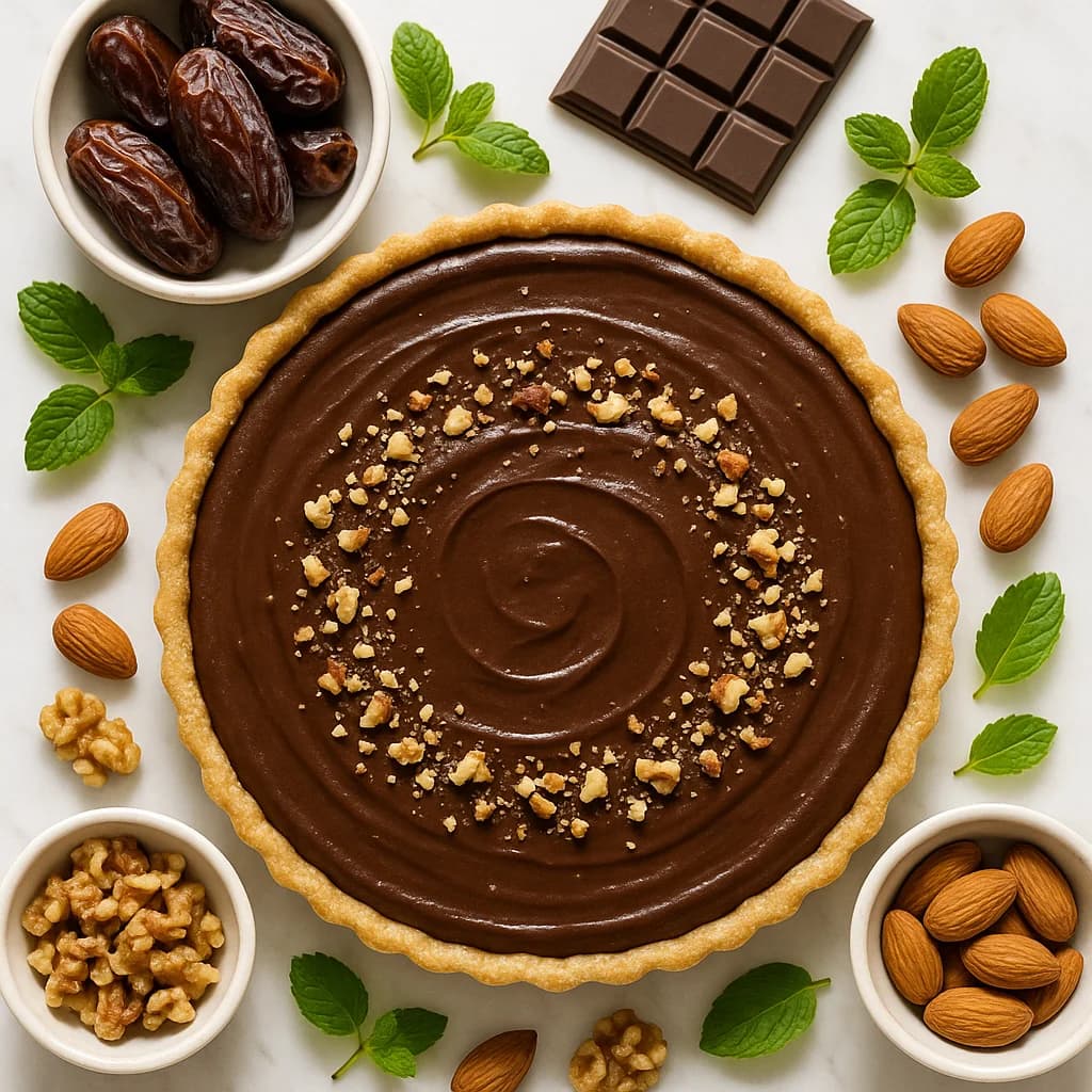 Vegan Chocolate Tart (Healthy, No-Bake and Naturally Sweetened)