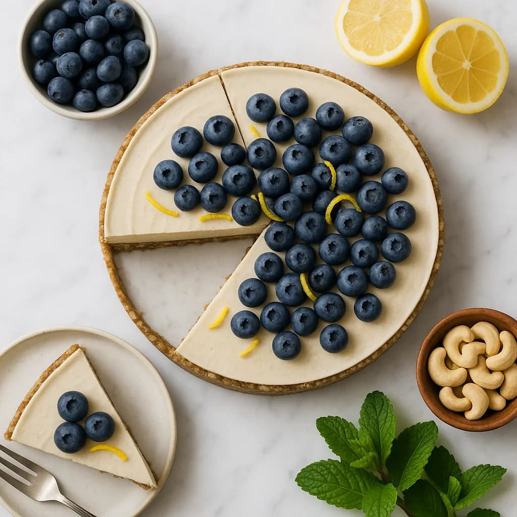 Vegan Lemon Blueberry Cheesecake No Bake (Creamy & Guilt-Free)