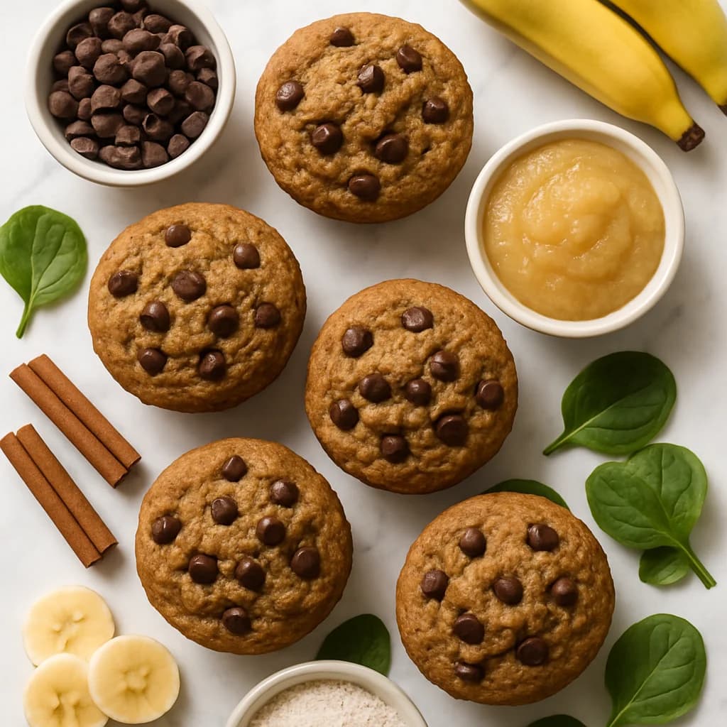 Whole Wheat Banana Chocolate Chip Muffins (Healthy and Naturally Sweetened)